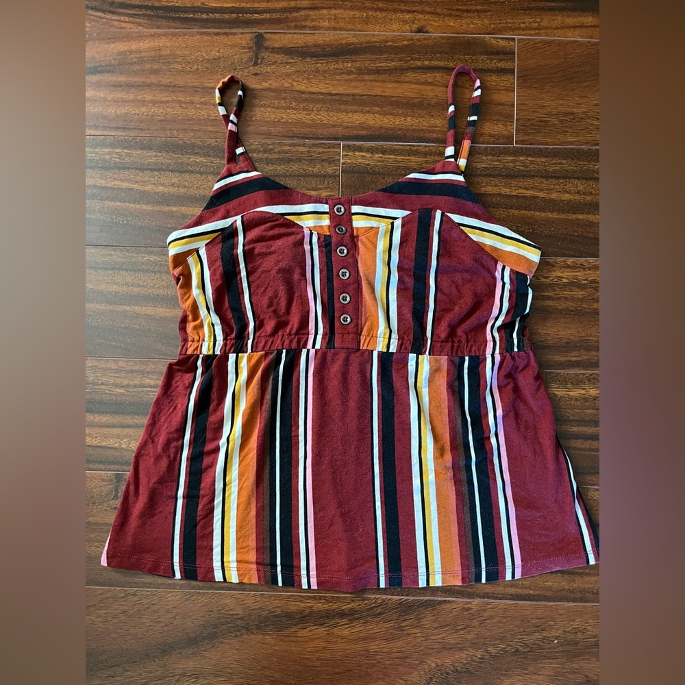Ricki's Striped Tank Top in Burgundy, Mustard, Black, White
